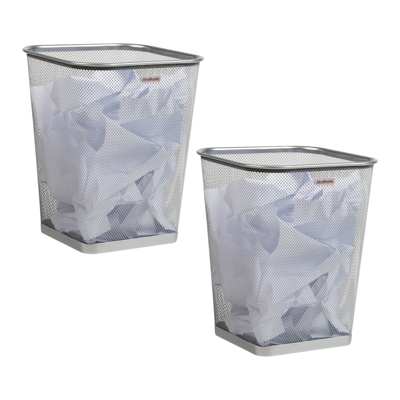 Mind Reader 2 Piece Square Metal Mesh Waste Basket Set